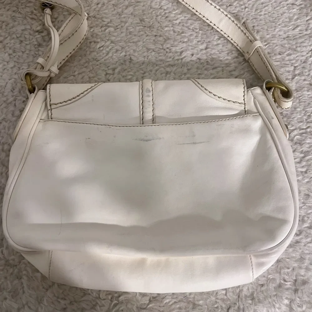 Francesco Biasia Shoulder Handbag Purse Cream Leather